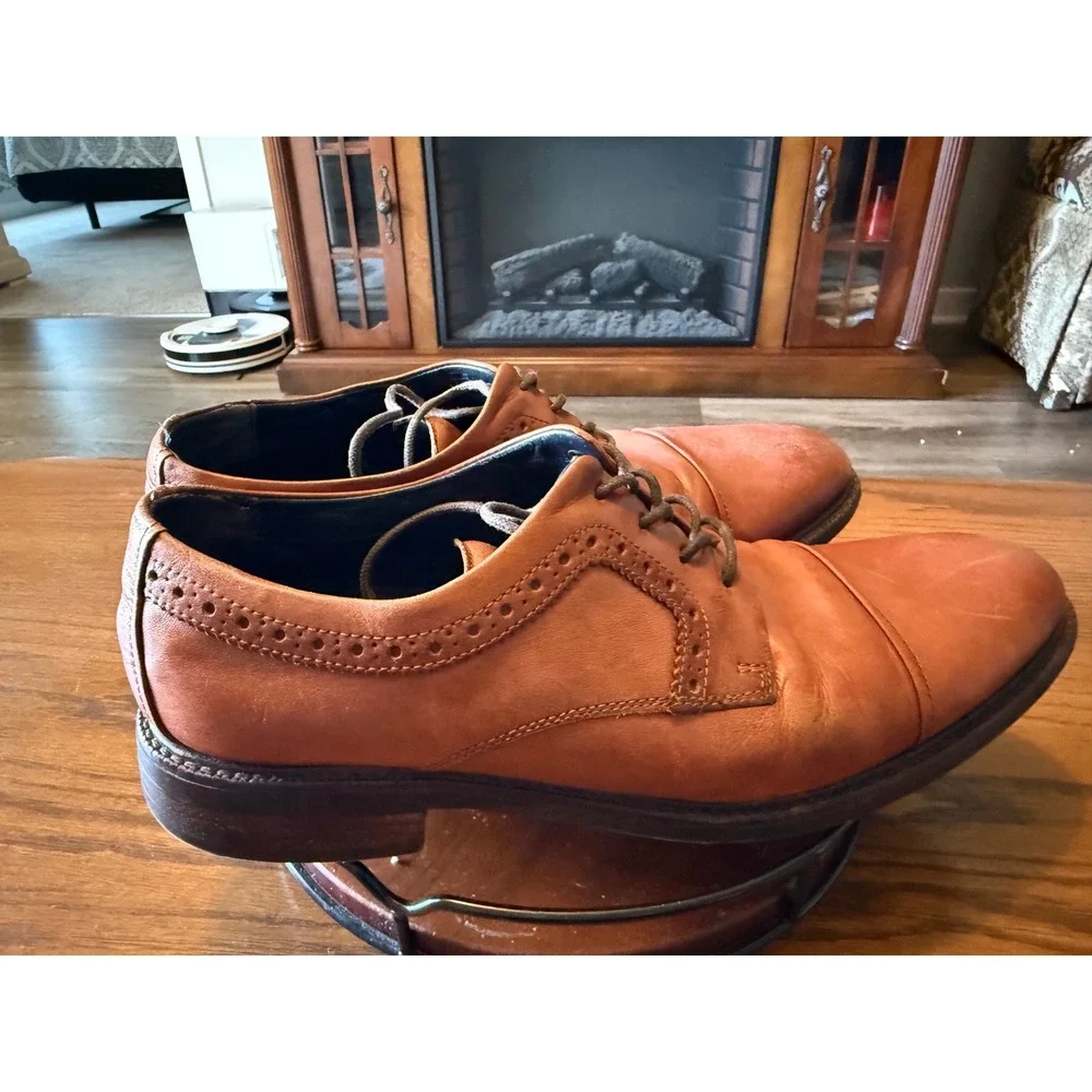 Cole Haan Men Grand.OS British Tan Leather Cap Toe Brogue Oxford C28882 Size 8.5